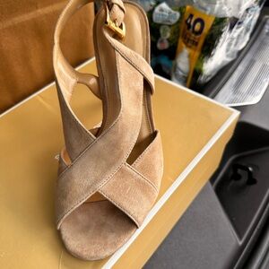 MK tan suede sandals
